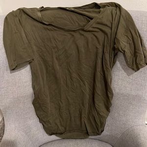 Olive green maternity shirt